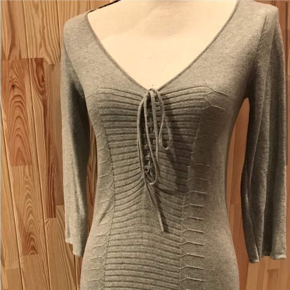 Gray knit sweater dress